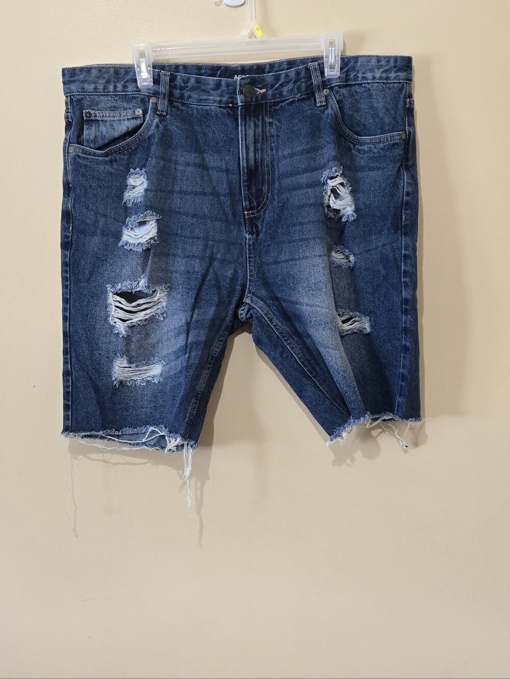 Aero Slim Fit Cut Off Distressed Denim Shorts
